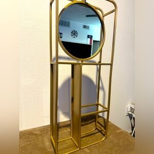 Brass Wall Shelf With Mirror